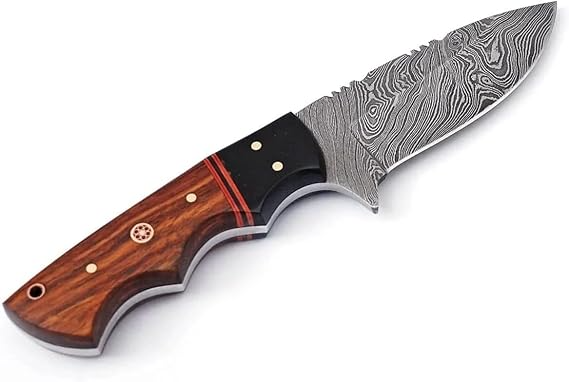 Hand-Forged Damascus 8" Knife Rosewood Handle And Sheath