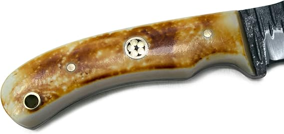 Carbon Steel Hunting Knife Leather Sheath & Bone Grip