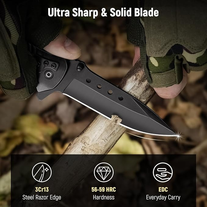 Compact Folding Pocket 8.46" Knife Wood Handle