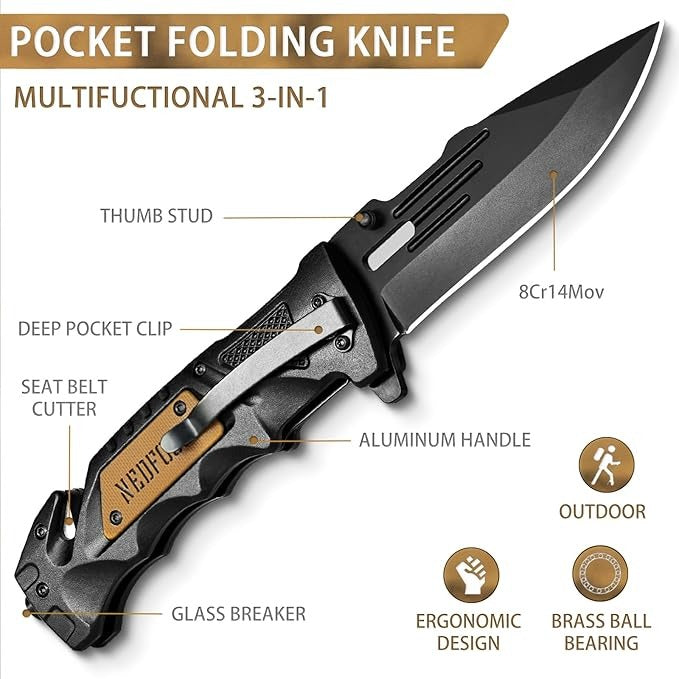 Tactical Folding Pocket 9" Knife Multipupose