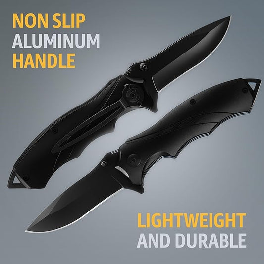 Black Tactical Pocket 8.07" Knife Spring Assisted with Clip
