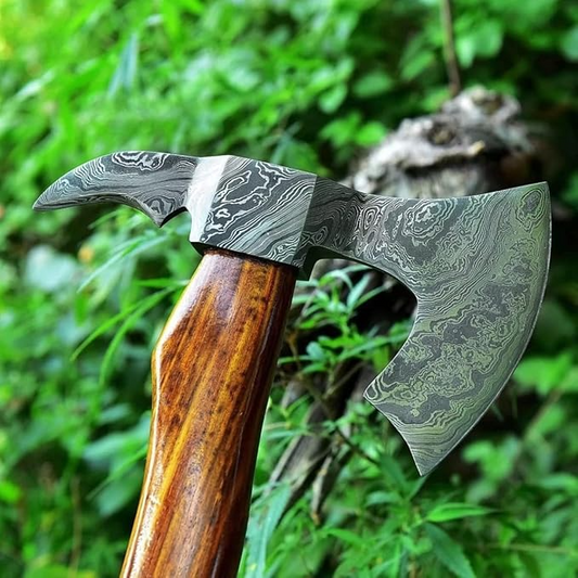 Damascus Viking 17" Axe Wood Handle & Sheath