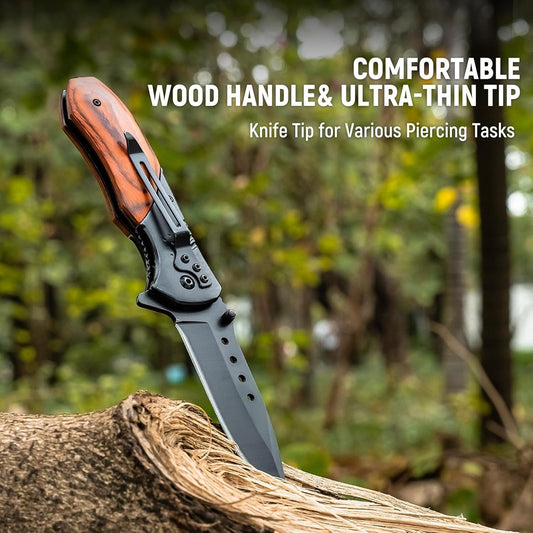 Compact Folding Pocket 8.46" Knife Wood Handle