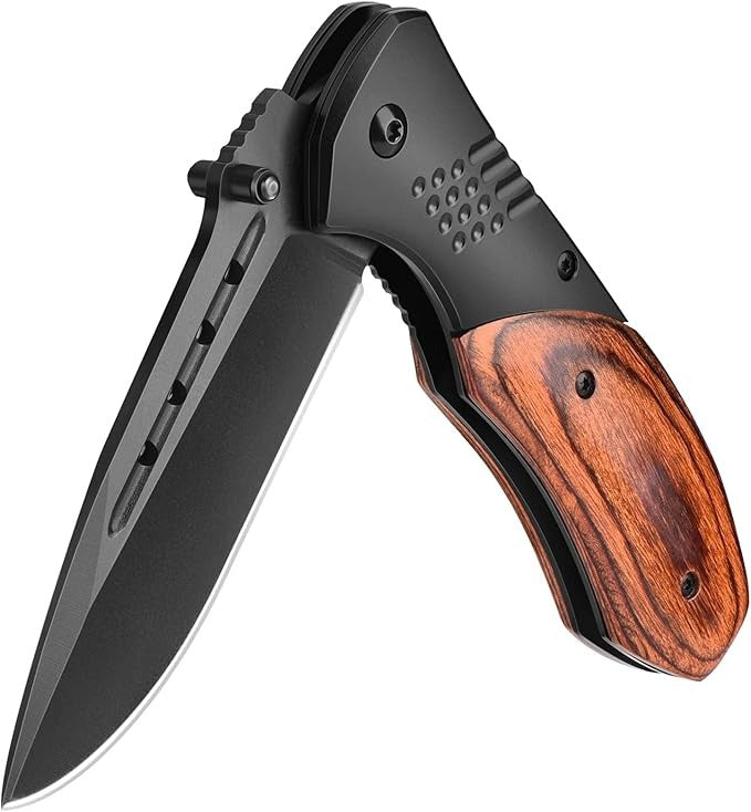 Compact Folding Pocket 8.46" Knife Wood Handle