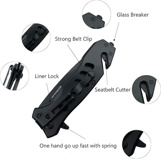 Folding Pocket 6.5" Knife Tactical Blade with Clip & Breaker