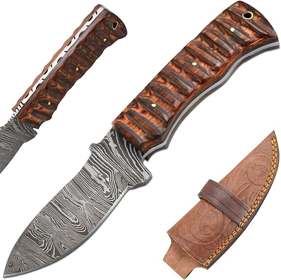 Handmade Damascus Hunting 9" Knife Fixed Blade