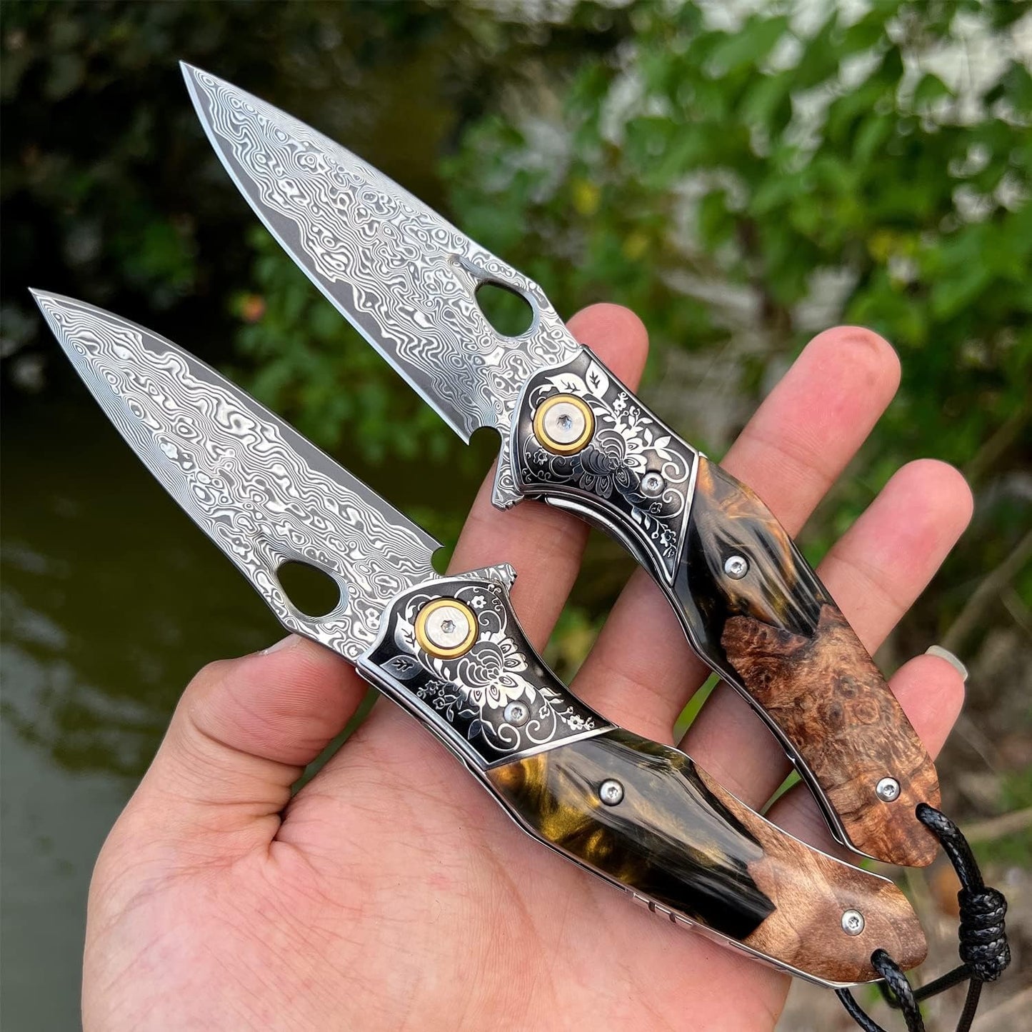 Handmade Damascus Pocket 7" Knife With VG10 Blade