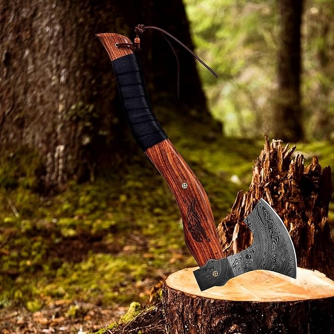 Damascus Steel 17.71" Axe Hunting Tomahawk with Sheath
