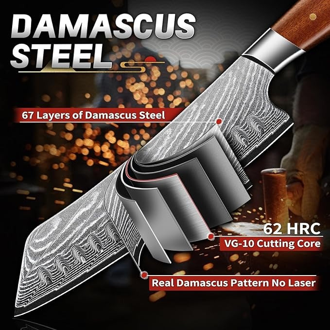 Japanese 67-Layer Damascus Santoku Kitchen 7" Knife