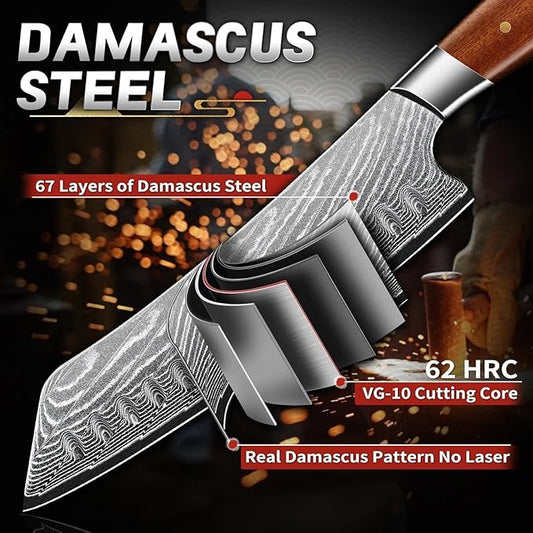 Japanese 67-Layer Damascus Santoku Kitchen 7" Knife