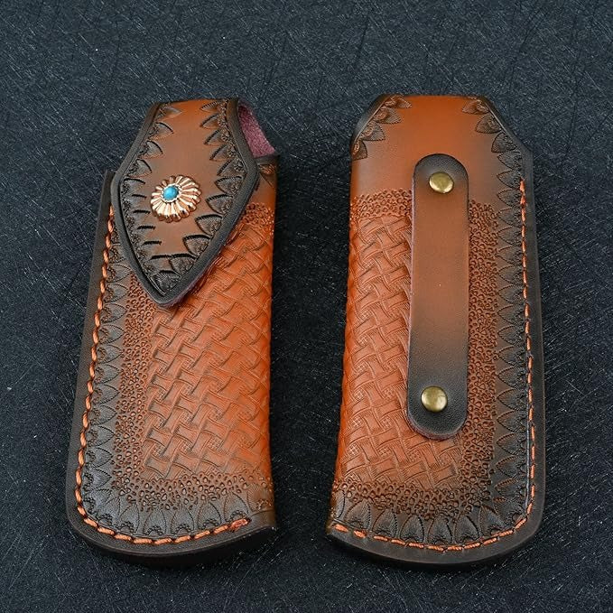 Sandalwood Handle Damascus Folding Pocket Knife