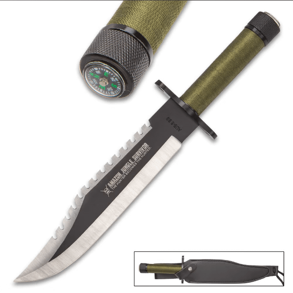 Amazon Jungle Survival Knife And Sheath