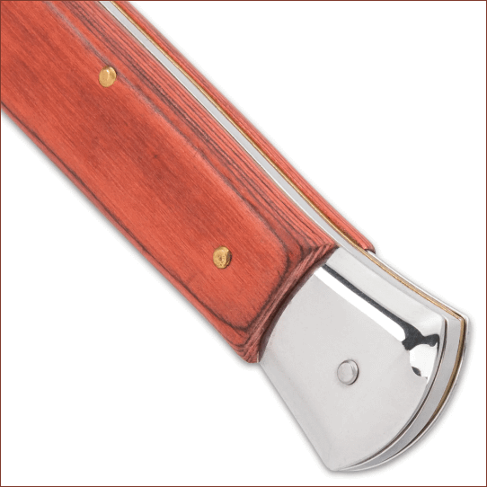 Automatic Italian Wooden Stiletto - Stainless Steel Blade, Wooden Handle Scales, Push Button Open, Swivel Lock