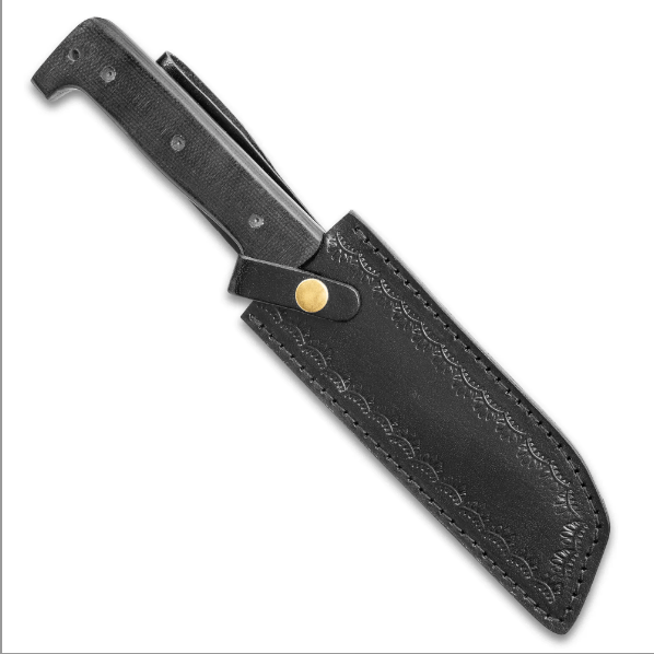 BATTLEFIELD KOMMANDO KNIFE WITH SHEATH - CARBON STEEL BLADE, NON-REFLECTIVE FINISH, MICARTA HANDLE - LENGTH 12 3/4”
