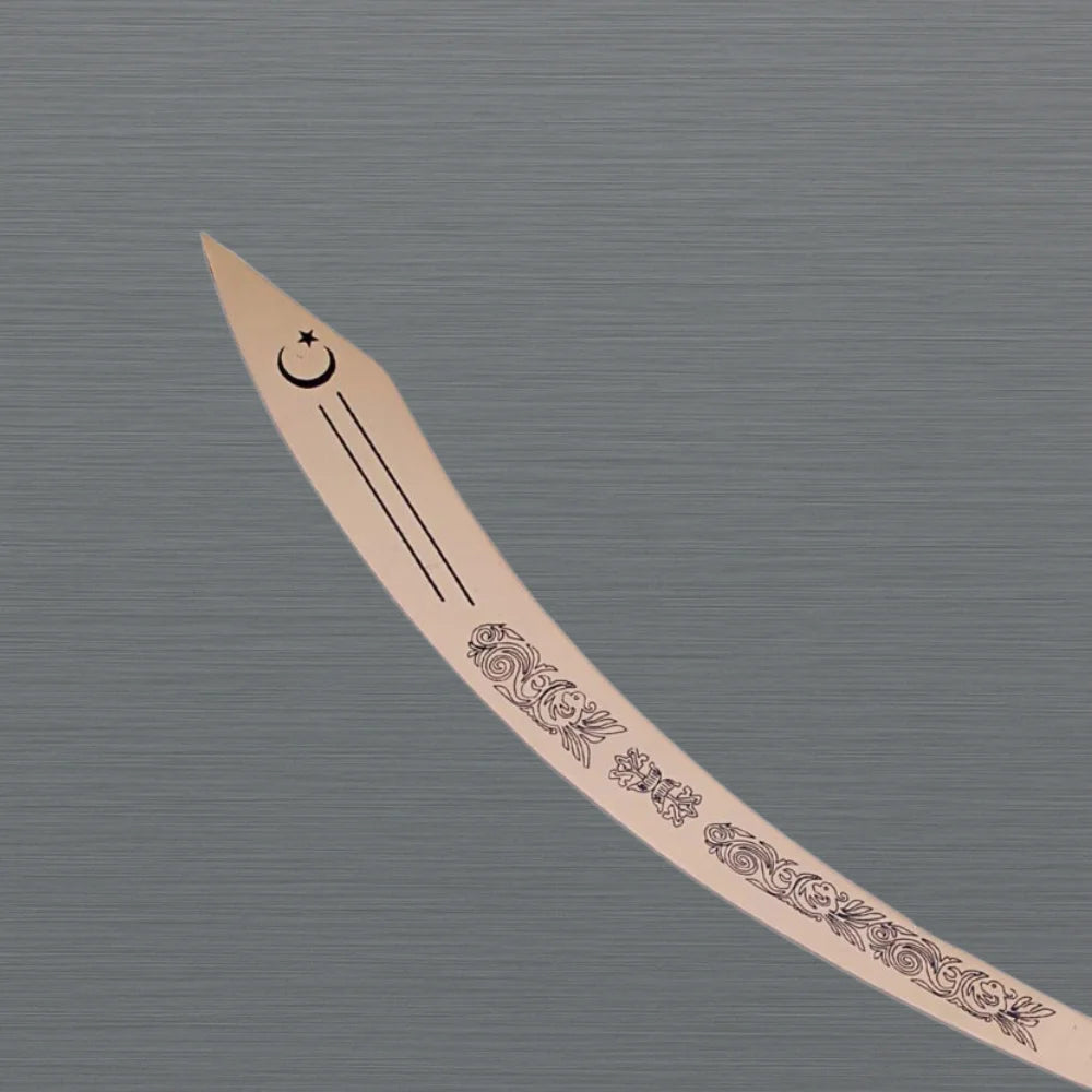 Engraved Gold Dragon Scimitar Sword with Wooden Handle