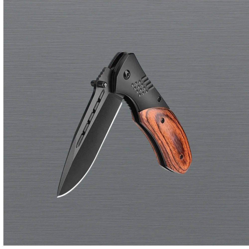 Compact Folding Pocket Knife Wood Handle