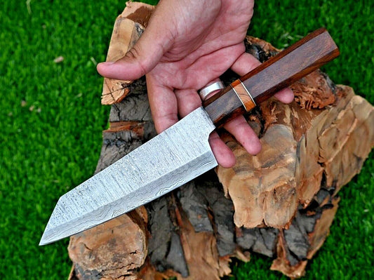 Hand-Forged Damascus 13” Knife For Chefs, Home Kitchen