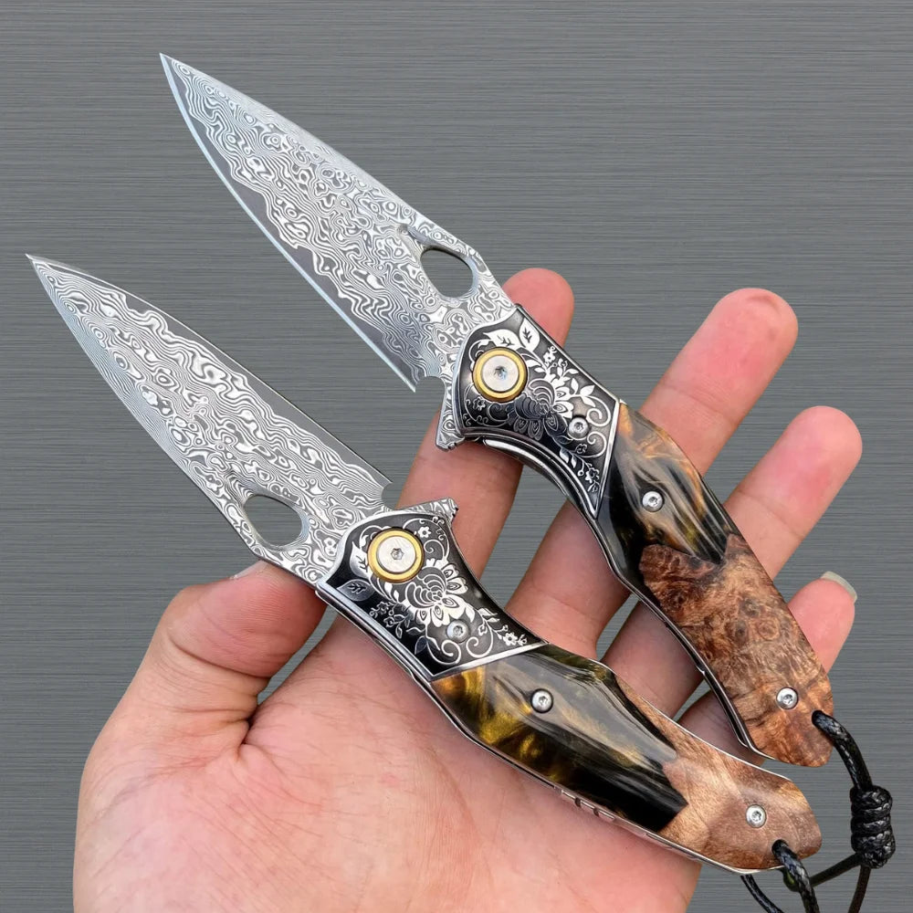 Handmade Damascus Pocket Knife With VG10 Blade