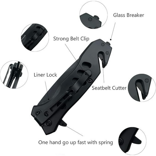Folding Pocket 6.5" Knife Glass Breaker & Seatbelt Cutter