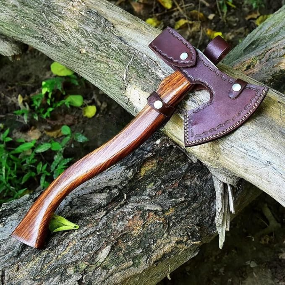 Damascus Viking 17" Axe Wood Handle & Sheath