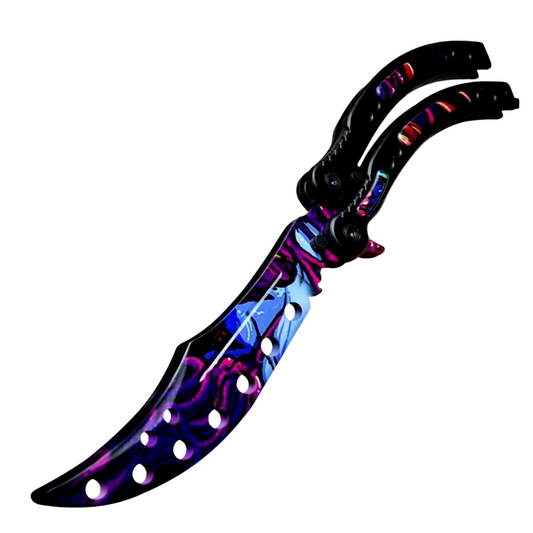 Colorfull Fade Balisong Trainer Knife Curved Butterfly Blade