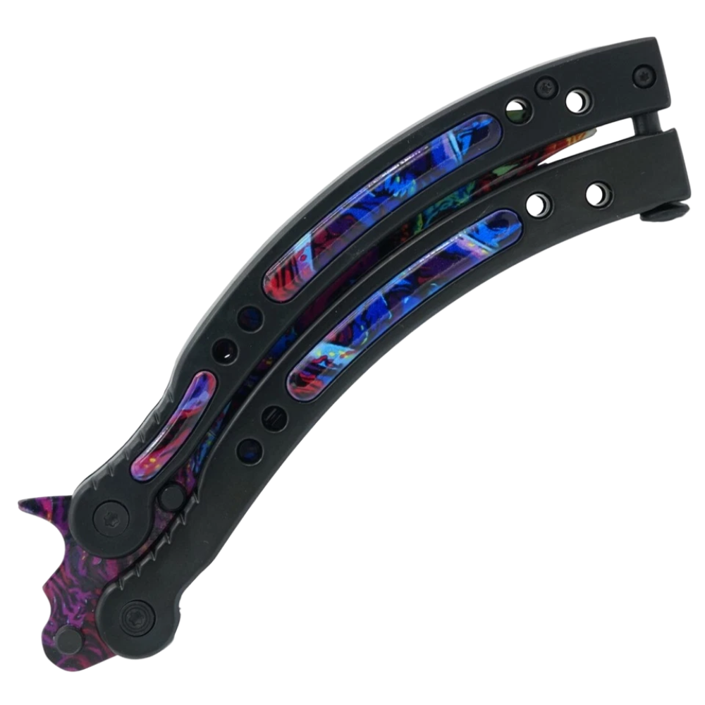 Colorfull Fade Balisong Trainer Knife Curved Butterfly Blade