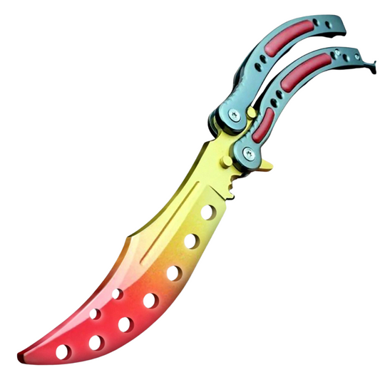 Fire Fade Butterfly Trainer 9.5" Knife CSGO Style Practice