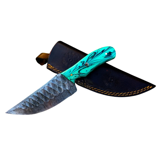 Hand Forged Damascus Skinner 9" Knife Gift for Dad