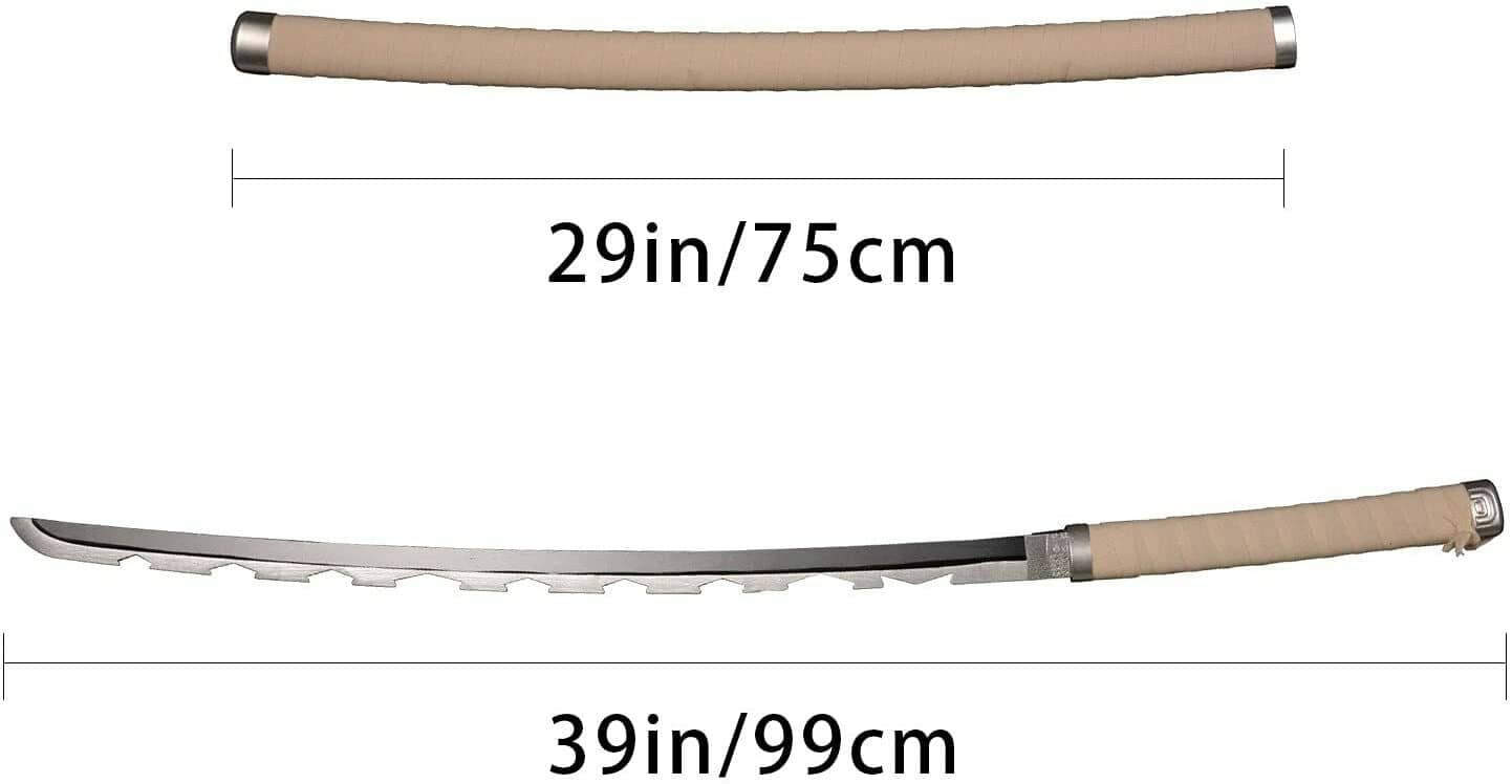40" Demon Slayer Hashibira Inosuke Samurai Sword Wooden Katana