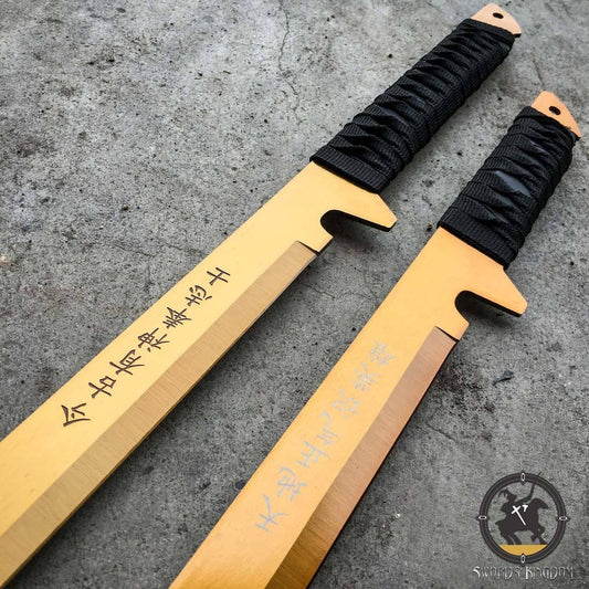 2 Pc Combat Fantasy Ninja Gold Sword Set