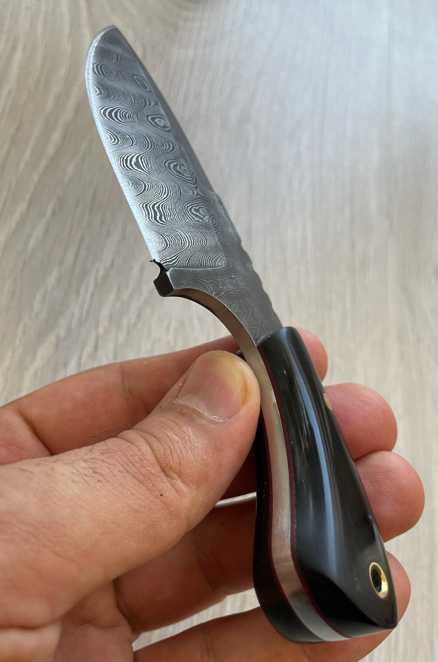 150 Layers Damascus Skinning 5.91" Knife Cow Horn Handle