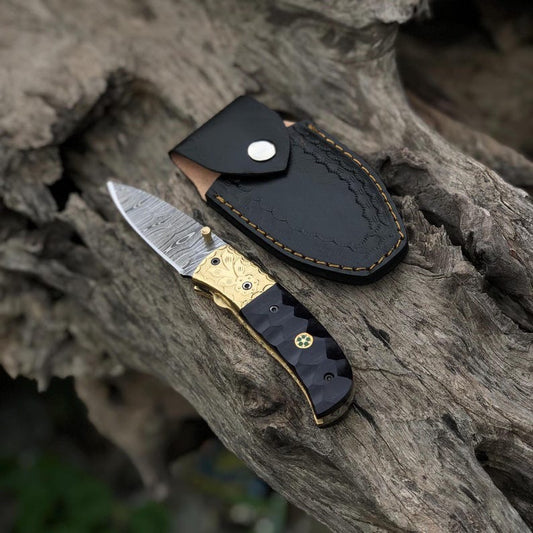 Custom Handmade Damascus Folding Pocket 6.5" knife