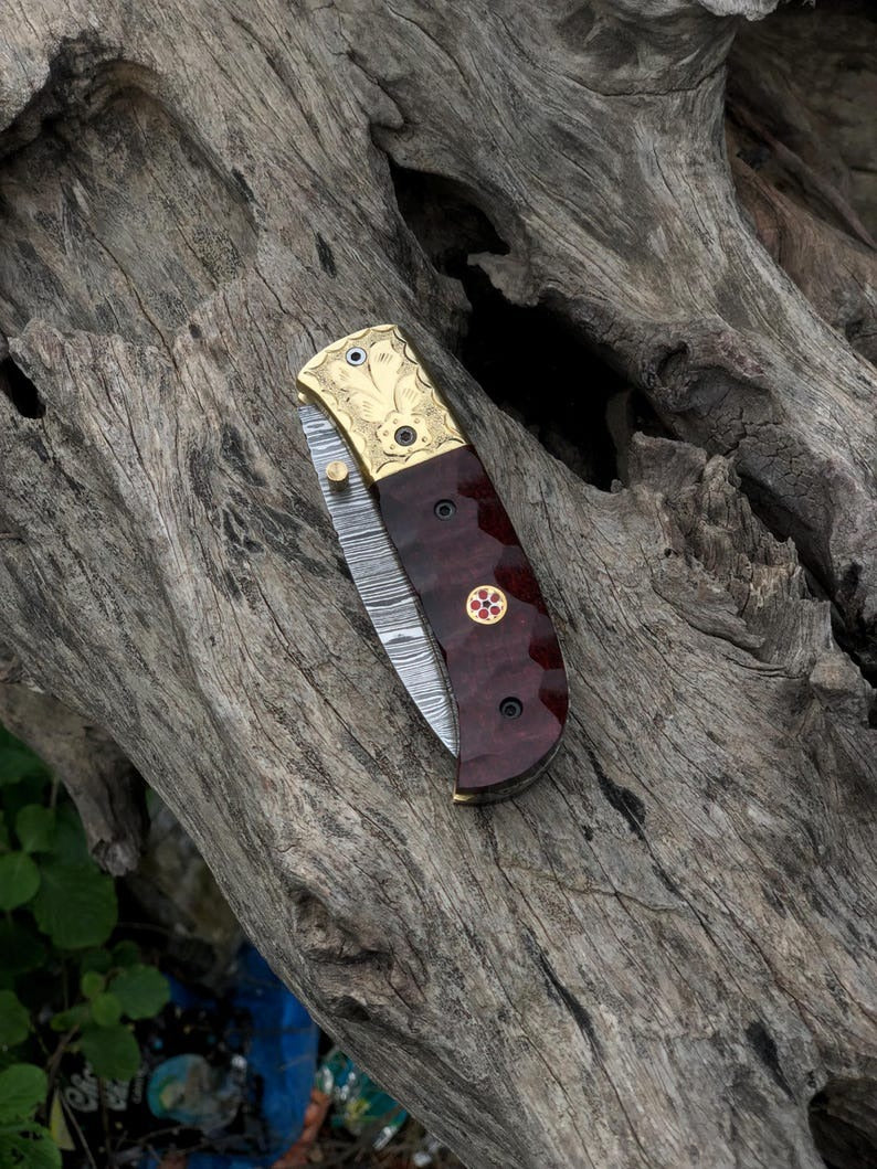 Custom Handmade Damascus Folding Pocket 6.5" knife