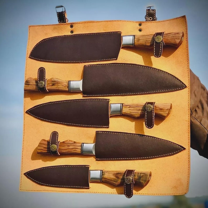 Damascus Chef Knife Set Handmade for Kitchen BBQ