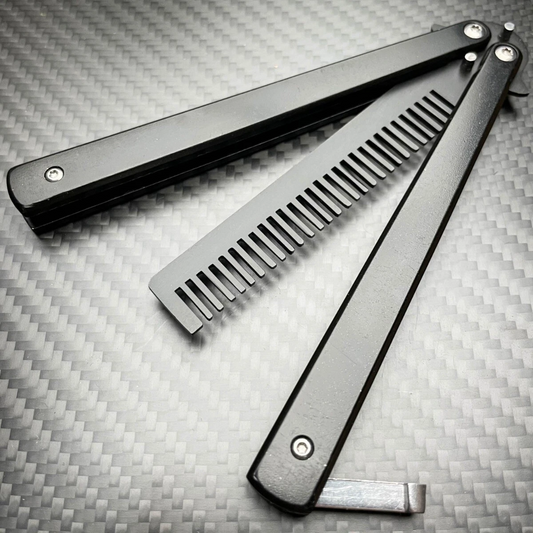 Black Butterfly Balisong Comb Beard & Hair Trainer Tool
