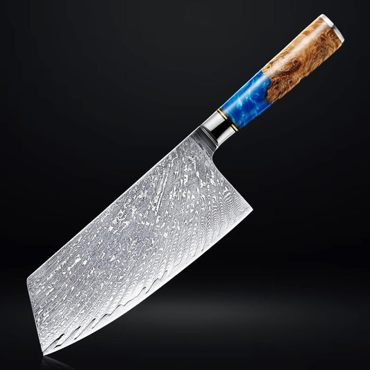 Damascus Japanese Cleaver 12.75" Knife VG10 Steel Blade