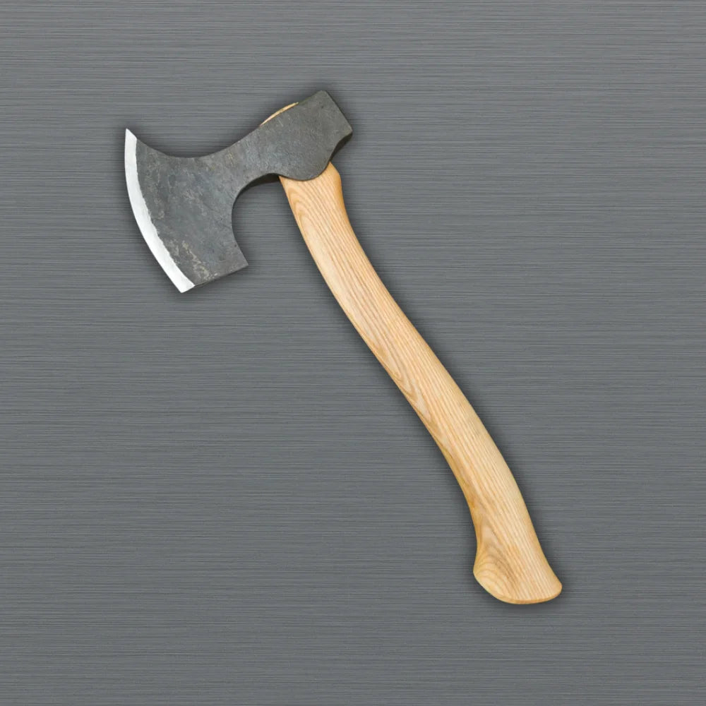Camp tomahawk axe head close-up
