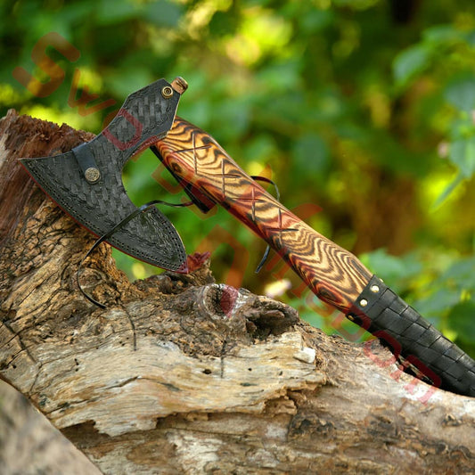 22" Ragnar Lothbrok Axe Custom Hand Forged Viking Axe Hatchet-Sheath Gift Axes