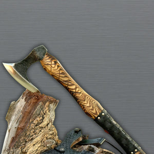 Norse Ragnar Lothbrok 22-inch Viking Axe Replica with carved wooden handle