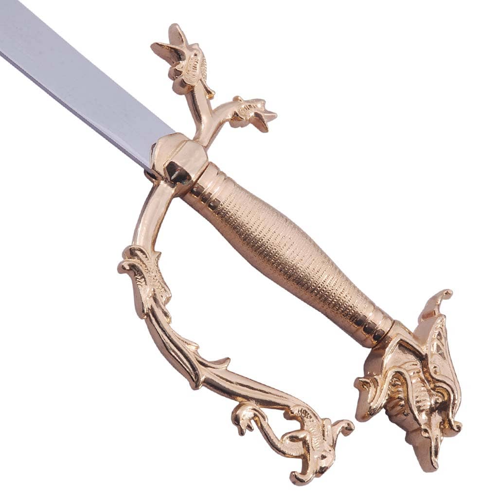 Dragon Head Scimitar Sword with Gold Plated Handle