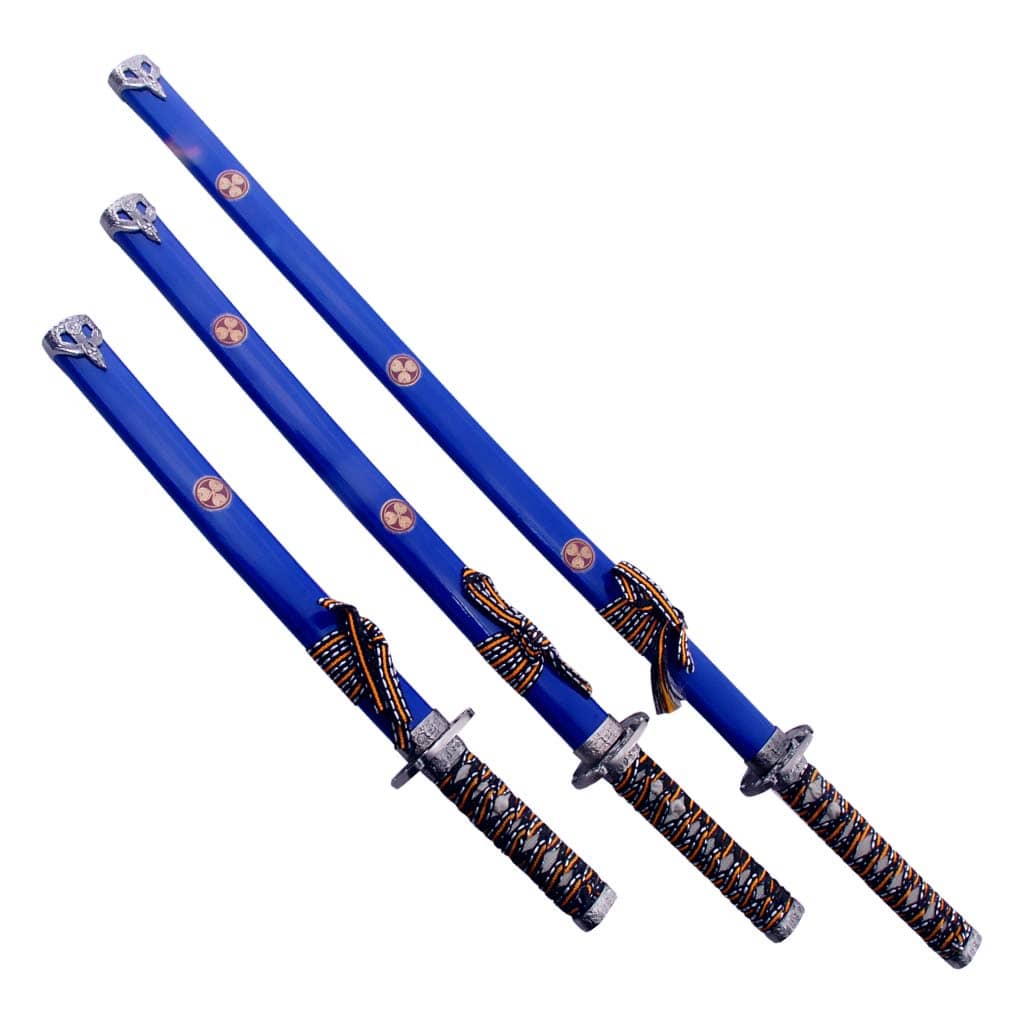 Ninja Symbol 3-piece Blue Samurai Swords Set