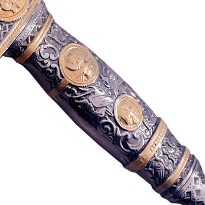 Marto knights Templar masons Damascus sword silver