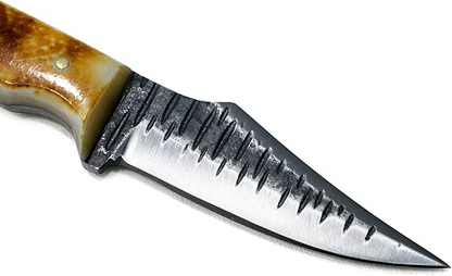 Carbon Steel Hunting Knife Leather Sheath & Bone Grip