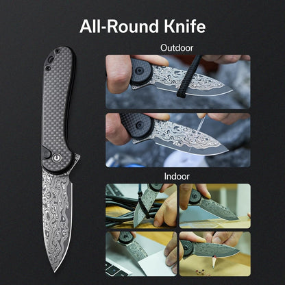 Elementum II Pocket Folding 7" Knife Damascus Blade
