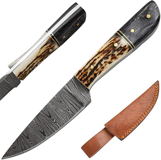 Custom Handmade Damascus Hunting 7.5" Knife Fixed Blade