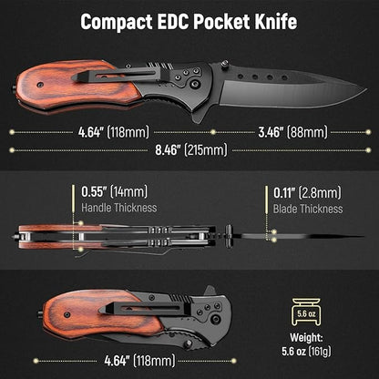 Compact Folding Pocket 8.46" Knife Wood Handle