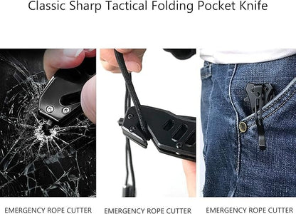 Folding Pocket 6.5" Knife Tactical Blade with Clip & Breaker