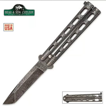 Bear & Son Butterfly Knife Damascus Tanto