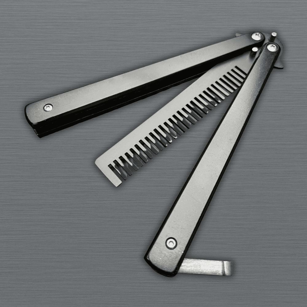 Black Butterfly Balisong Comb Beard & Hair Trainer Tool