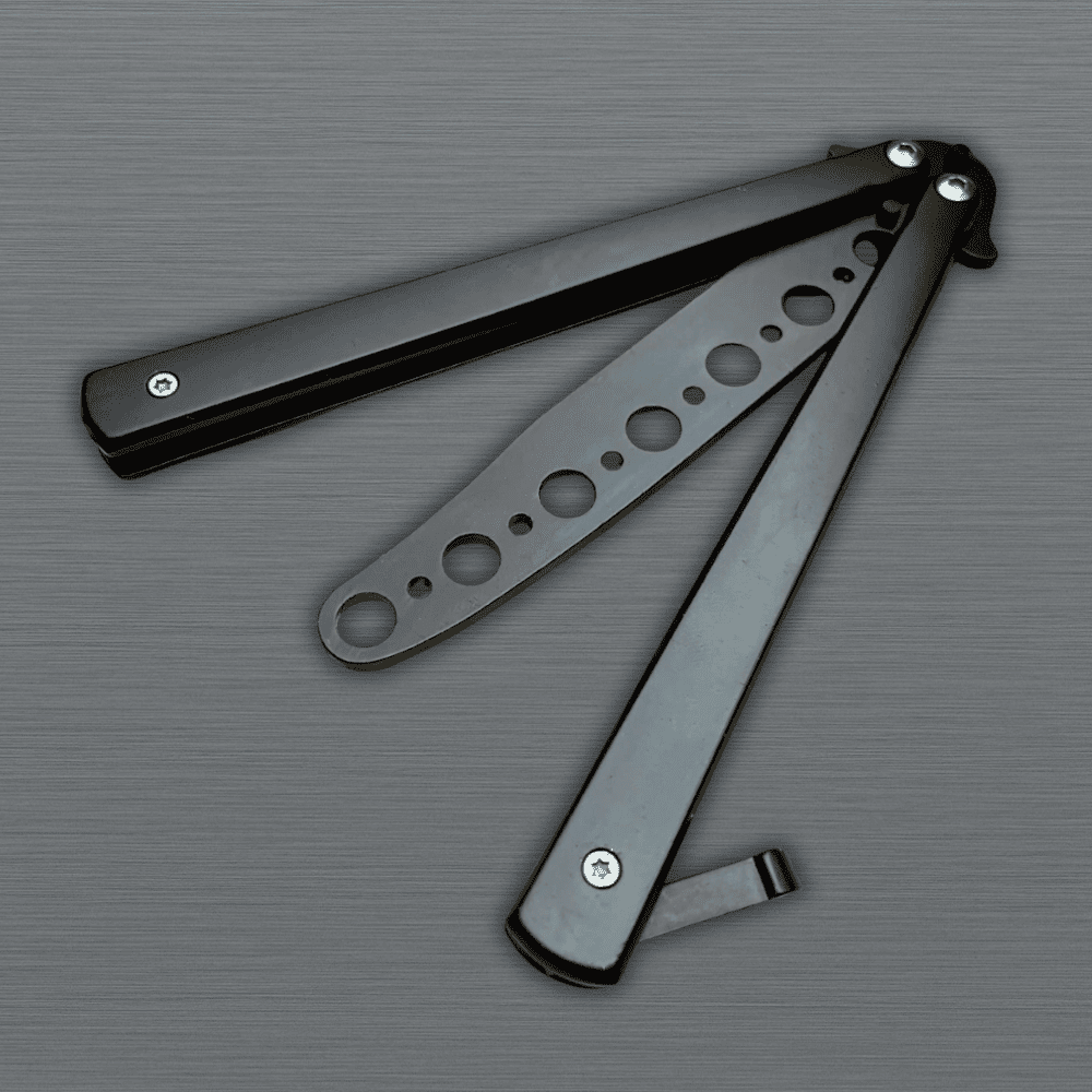 Black Stainless Steel Balisong Butterfly 9" Knife Trainer